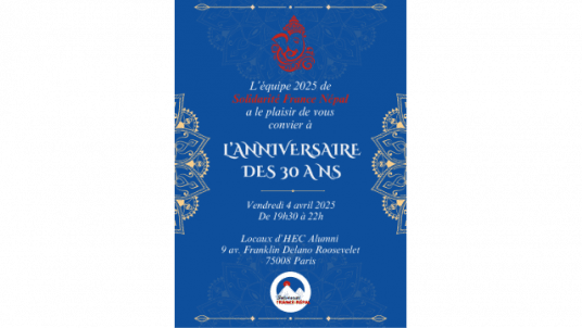Invitation du club étudiant Solidarité France Népal - 30 ans de Solidarité France Népal : Un engagement renouvelé pour l’entrepreneuriat au Népal