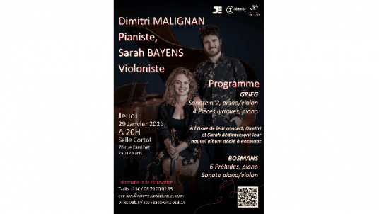 Recital Piano et Piano Violon Dimitri Malignan et Sarah Bayens
