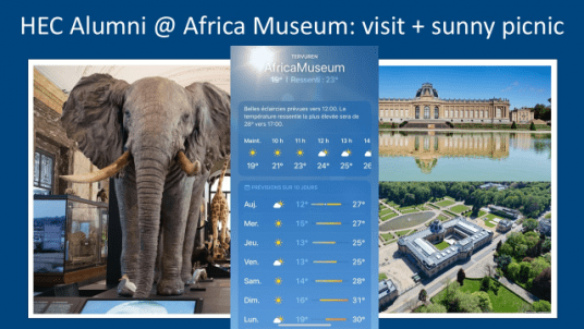 June 21: a guided tour of the Africa Museum followed by a family picnic in the Tervuren Park